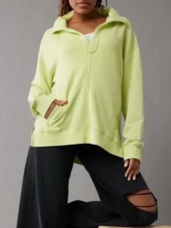American Eagle Outfitters Tops - American Eagle Neon This Feels Seriously Lived In Oversized Sweatshirt, Medium
